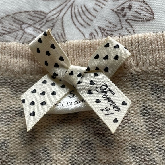 Y2K Forever21 Leopard Ribbed Button Cardigan Small Preppy Elle Woods Old Money - Picture 5 of 9